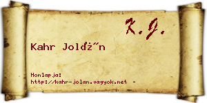 Kahr Jolán névjegykártya