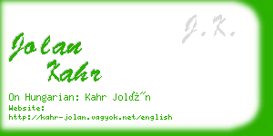 jolan kahr business card